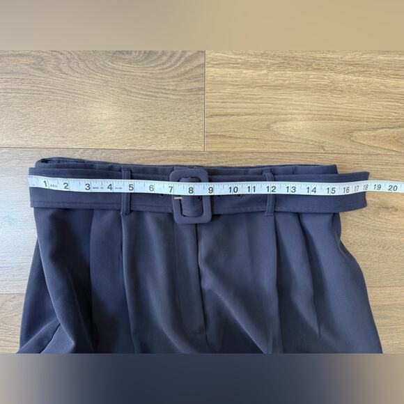 Express Belted Super High Rise Ankle Wide Leg Trouser Pant Navy Size 12 - Picture 8 of 10